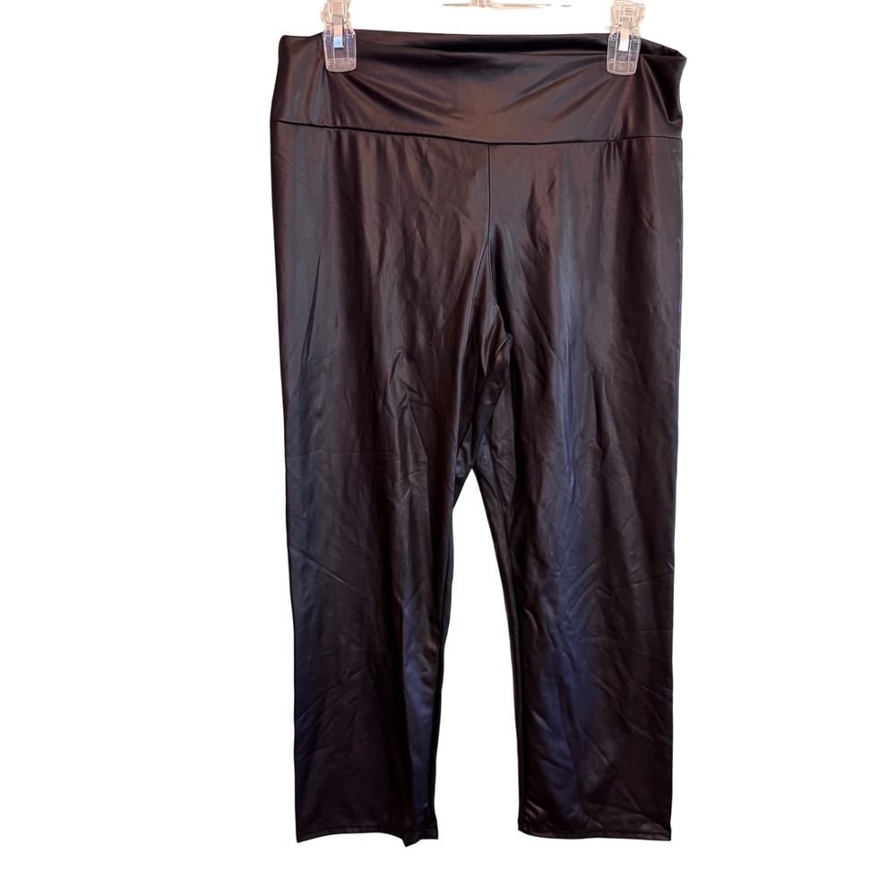 I JOAH Womens Faux Leather Going Out Party Biker Cropped Leggings Black Large